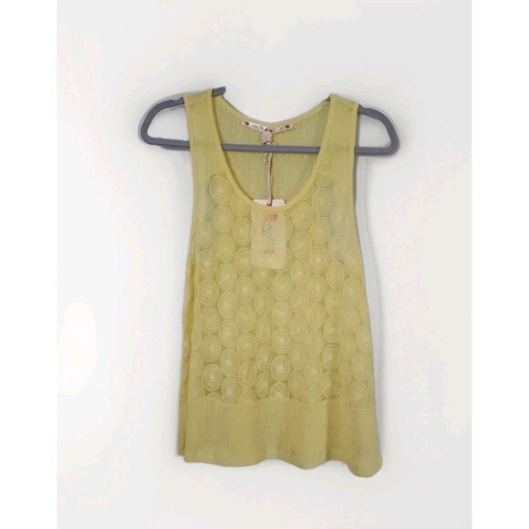 Chelsea & Violet Yellow Sleeveless Sheer Top Woman's Large - Cotton/poly NEW - Picture 1 of 6